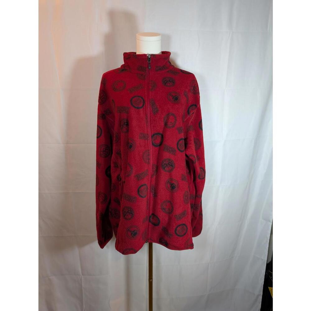 Amazon Essentials Marvel Fleece Jacket Worn Once- Red Black Print - Size XL